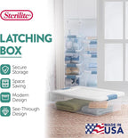 Sterilite 24-Pack Latching Box, Under Bed Storage Bins with Lids, Clear Plastic, 32 Quart - Heavy-Duty Organizing Containers for Closet, Bathroom, and Office