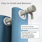 Curtain Rods for Windows 16 to 200 Inches Adjustable Length 1 Inch Diameter Window Curtain Rod with Aluminium End Cap, Brushed Nickel