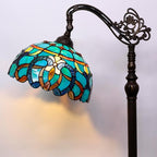 Tiffany Floor Lamp Stained Glass Lamp 18.88X12X67 Inch Angle Adjustable Arched Gooseneck Antique Reading Light (Green Brown Jewelry Baroque)
