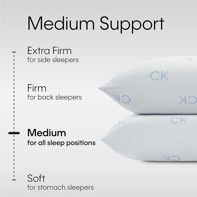 Calvin Klein Cooling Knit 20" x 36" King Size Set of 2 Bed Pillows for Sleeping, White