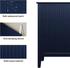 Large Blue 3-Drawer Dresser, 30 Inch Tall Painted Wood Nightstand with Storage, Wide Modern Chest of Drawers with Ball Bearing Slide for Bedroom Hallway Living Room Entryway Office