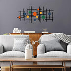ruelen Set of 2 Minimalist Geometric Wall Decor - Modern Metal Wall Art for Living Room, Bedroom & Office – Abstract 3D Design in Bright Colorful Style