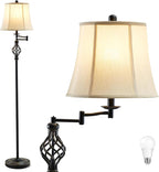 GyroVu Color Temperature Adjustable Floor lamp, Traditional 350° Adjustable Swing Arm Floor Lamp Vintage Pole lamp Farmhouse Lamp for Living Rooms & Offices, Rustic Standing Lamp for Bedroom Reading