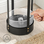 SONGMICS Umbrella Stand, Steel Round Umbrella Holder Rack, 7.7 x 7.7 x 21.7 Inches, with Detachable Drip Tray, for Entryway, Office, Stable, Assembly Required, Matte Black ULUC28BK