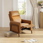 COLAMY Push Back Recliner Chair Set of 2, Upholstered Leather Recliner with Footrest 105-135 Degree Adjustable, Comfy Modern Wingback Recliner for Living Room, Bedroom,Small Spaces, Camel