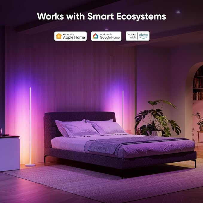Nanoleaf Matter Smart Floor Lamp, LED Standing Lamps Work with Alexa, Music Sync Corner Lamp,16 Million Colors, 1700lm RGBTW Floor Lamp with Voice Control for Living Room, Ambient Lighting, White