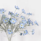 2 Pcs Artificial Fake Flowers Plants Cosmos Silk Flower Arrangements Wedding Bouquets Decorations Plastic Floral Table Centerpieces for Home Kitchen Garden Party Decor Approx 23.6'' High - Light Blue