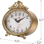 NIKKY HOME Vintage Table Clock, French Turquoise Color Rococo Style Desk Clock Battery Operated Rustic Design, Home Décor for Living Room, Bedroom, Bedside, Desk, Gift Clock - Gold