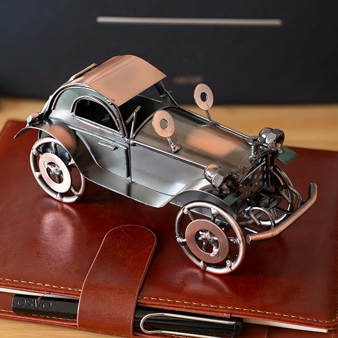 Classic Car Gifts for Men - Unique Cool Birthday Gift Ideas - Vintage Car Decor for Room, Home, Office, Man Cave, Garage - Antique Scrap Metal Model Car Ornaments (M-2)