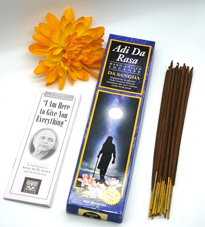 Adi Da Rasa Da Sangha All Natural Incense: Vedic Formula Stimulates Root Chakra - 20 Sticks Long Burn for Meditation - Handmade India