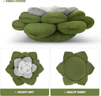 Flower Throw Pillow - 13.8" Plant Shaped Cushion, Soft Plush Decorative Pillow for Bedroom & Living Room, Unique Green Design, Home Decor Accen