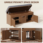 Shoe Bench with Storage - Lift Top Entryway Bench with Hidden Storage, Shoe Rack with Adjustable Shelves and Cushioned Seat, Wooden End of Bed Bench for Bedroom, Living Room and Hallway,Walnut