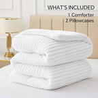 BEDELITE Fleece California King Comforter Set -Super Soft & Warm Fluffy Bright White Bedding, Luxury Fuzzy Heavy Bed Set for Winter with 2 Pillow Cases