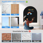 32 x 24 Arch Magnetic Wall Decal for Kids, Upgraded Self-Adhesive UnPeel Magnetic Chalkboard for Wall, Magnet Wall Drawing Learning for Playroom, School, Home(Black)