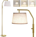 SUNMORY Floor Lamps for Living Room, 9W Bulb Included, Lamp for Bedroom with Adjust Head, Standing Lamp with Rotary Switch, 0-100% Dimmable Floor Lamp for Living Room Bedroom Office Nursery, Gold.