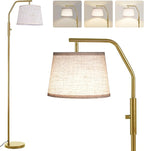 SUNMORY Floor Lamps for Living Room, 9W Bulb Included, Lamp for Bedroom with Adjust Head, Standing Lamp with Rotary Switch, 0-100% Dimmable Floor Lamp for Living Room Bedroom Office Nursery, Gold.