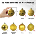 Gold 3.2" Large Christmas Balls - Christmas Tree Decoration Ornaments Shatterproof Hanging Balls for Birthday Halloween Holiday Wedding Decorations Set of 18pcs