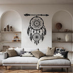 YDONVTI Dream Catcher Metal Wall Decor, Large Dream Catcher Wall Art, Metal Boho Wall Art, Feather Arrow Decoration, Native American Decor, for Bedroom(Silver, 35" L x 28" W/90x72cm)