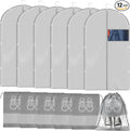 SATINIOR 12 Pcs 40 Garment Bags for Travel Shoe Bags for Packing, Men Suit Cover for T-shirts, Coats, Jackets, Uniforms, Clothes, Shoes, Sneakers(Grey)