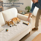 Smiry Pet Couch Cover for Dogs Washable, Non-Slip Fuzzy Couch Covers for 3 Cushion Sofa Pet Friendly, Soft Thick Furniture Protector Sofa Slipcover Mat for Dogs (White, 27.6" x 82.7")