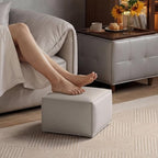 Square Ottoman with Storage Set of 2, Leather Coffee Table Ottoman, Multifunctional Foot Rest Stool with Storage for Living Room & Bedroom