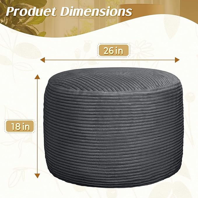 AS AWESLING Round Ottoman Foot Rest Pouf for Living Room Couch - Soft Plush Hassock