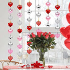 36Pcs Valentines Heart Ornaments, Red Pink Silver Glitter Valentines Decorations Heart Shaped Baubles, Romantic Hanging Valentine Day Tree Ornaments Decorations for Home Office, 3 Styles