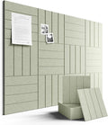 Fluxynara Felt Bulletin Board Tiles Large 48" x 36" Cork Board Alternative-12 Pack with 70 Adhesive Tabs, Thick Slat Wall Panels for Office Decor, Push Pin Board Wall Organizer Alternative-Sage Green