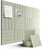 Fluxynara Felt Bulletin Board Tiles Large 48" x 36" Cork Board Alternative-12 Pack with 70 Adhesive Tabs, Thick Slat Wall Panels for Office Decor, Push Pin Board Wall Organizer Alternative-Sage Green
