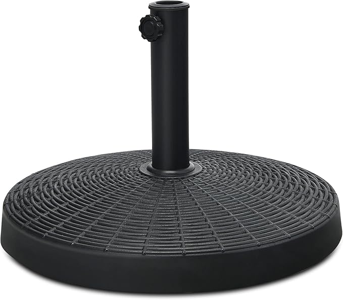 Tangkula 49 LBS Patio Umbrella Base, 20.5 Inch Outdoor Umbrella Stand W/Rattan Design, Adjustable Knob, Round Umbrella Holder for Backyard, Market Entrance, Poolside