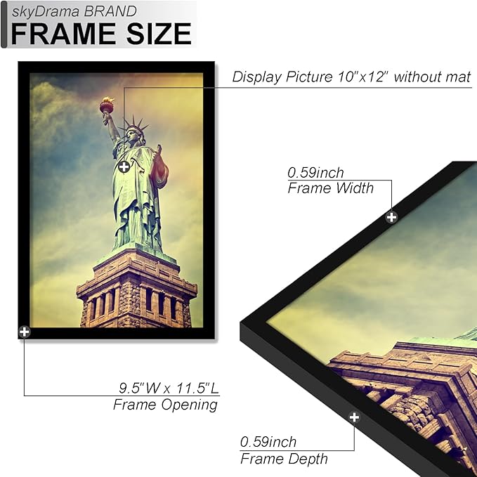 100% Solid Wood 10x12 Picture Frame Set of 3, Black Frame for 10 x 12 Inch Picture Poster Photo, Light Weight 10 by 12 HQ Matte Black Frame for Wall - 3 Pack/Black/10 x12