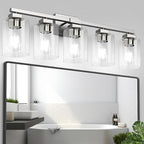 BesLowe 30" 5-Light Bathroom Light Fixture, Modern Brushed Nickel Bathroom Vanity Light, Bathroom Lighting Fixtures Over Mirror, Nickel Bathrom Wall Lamp, Wall Lights for Living Room Bedroom Hallway