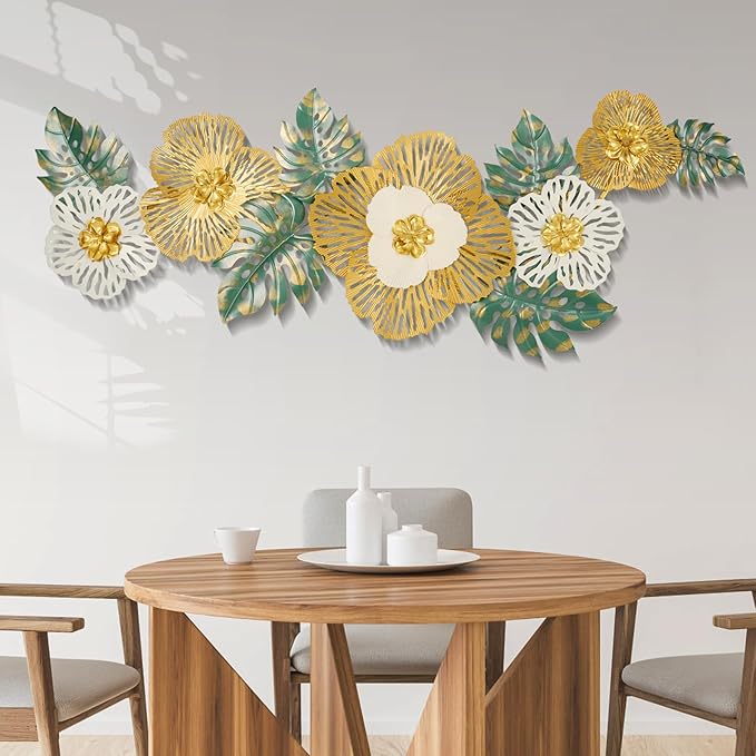 Babyieia 3D Ginkgo Leaf Metal Wall Art Decor for Living Room, Large Modern MetalWall Sculptures, Metal Wall Decor Home Decor for Living Room Dining Room Bedroom