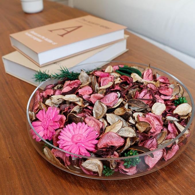 Qingbei Rina Valentines Potpourri Bags,Pink Bowl Filler,Rose Scented Spring Decorative Potpourri Dried Flowers,Home Fragrance Sachet,Vase Fillers(8.4 oz)