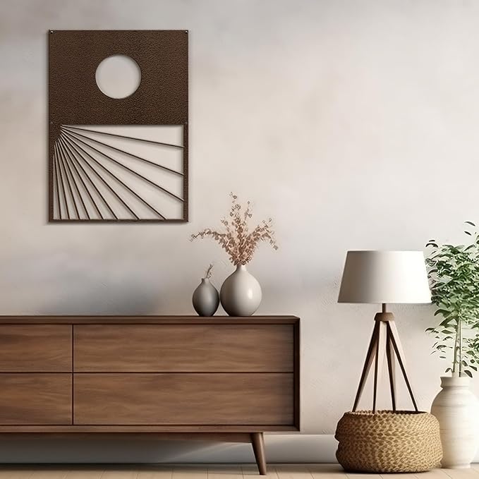 SIGNLEADER Metal Wall Art Decor Geometric Circle Abstract Shapes Modern Abstract Wall Sculpture Hangings Home Decoration for Living Room, Bedroom, Bathroom, Kitchen, Outdoor - 24" Bronze