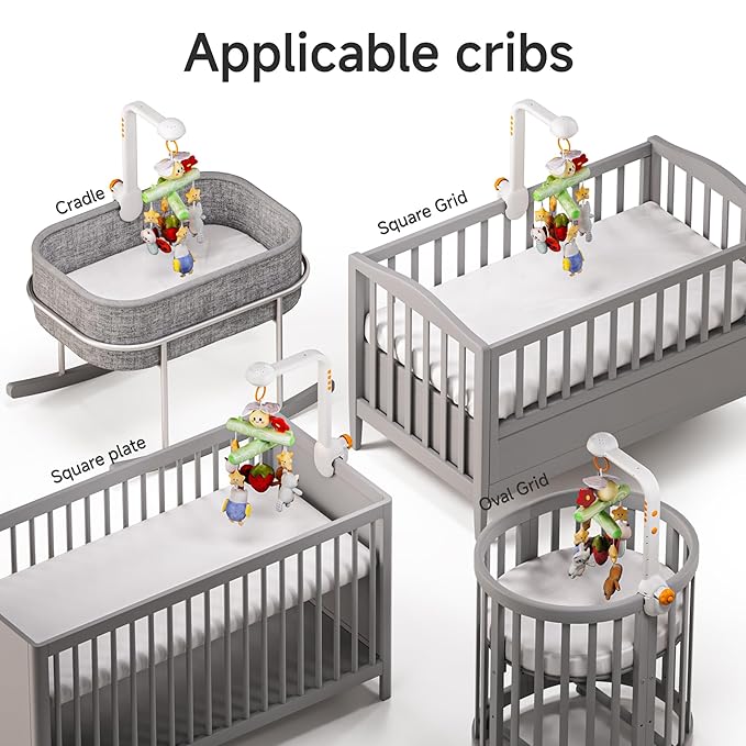TUMAMA Crib Mobile with Music and Lights, Baby Mobile Cute Bee Crib Toys Hanging, Remote Control Nursery Mobiles for Bassinet, Rotation, Starlight Projection and Lullabies for Babies