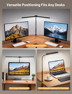 32.8'' Wide Desk Lamp with Clamp for Home Office, Eye-Caring LED Desk Lamp, Dimmable Table Clip Lamp for Dual Screen Computer Monitor, Adjustable Color Lighting Mode Computer Monitor Light