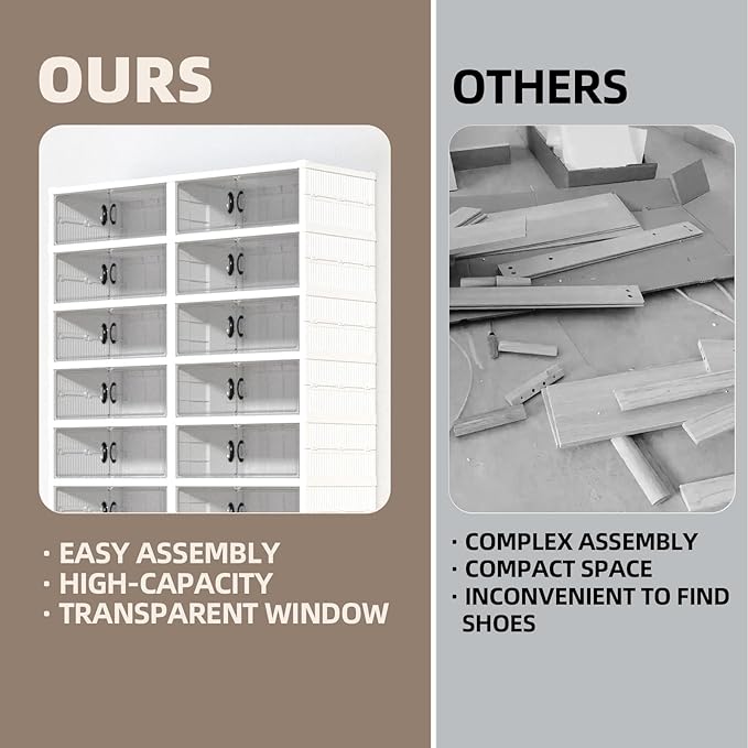 Dollate 9 Tiers 36 Pairs Foldable Shoe Rack, Large Shoe Storage with Magnetic Clear Door, Easy Assembly and Freely Movable Shoes Organizer, Large Capacity Shoe Shelf for Cloakroom, Entryway