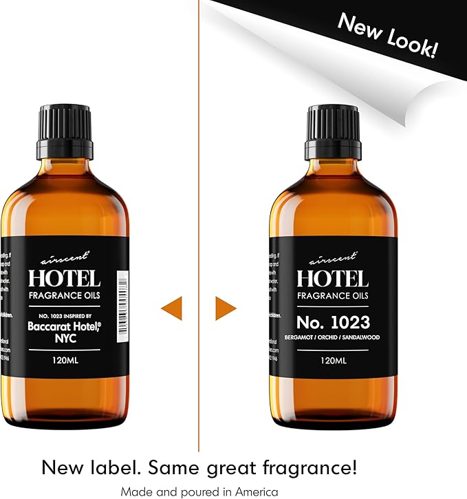 AirScent Hotel Diffuser Oil No. 1023 Inspired by The Baccarat Hotel Scent - Love Affair Fragrance Oil for Ultrasonic and Waterless Diffusers and Crafting - 500 mL, 16.9 fl oz Glass Bottle