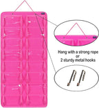 AROUY Sunglasses Organizer Storage, Hanging Dust Proof Wall Pocket Glasses Organizer - 16 Felt Slots Sunglass Organizer Holder with Metal Hook and Sturdy Rope (Dust Proof, Rose)