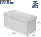 MoNiBloom 30 Inch Storage Ottoman Bench, Rectangle End of Bed Bench, Storage Padded Seat, Linen Fabric Ottoman Footrest for Living Room, Bedroom, Entryway, Light Gray