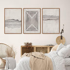 CHDITB Modern Abstract Canvas Wall Art, Neutral Framed Art Prints, Black Beige Large Wall Painting, Geometric Line Textured Minimalist Wall Decor For Living Room Bedroom Dining Room Office 24"x36"x3