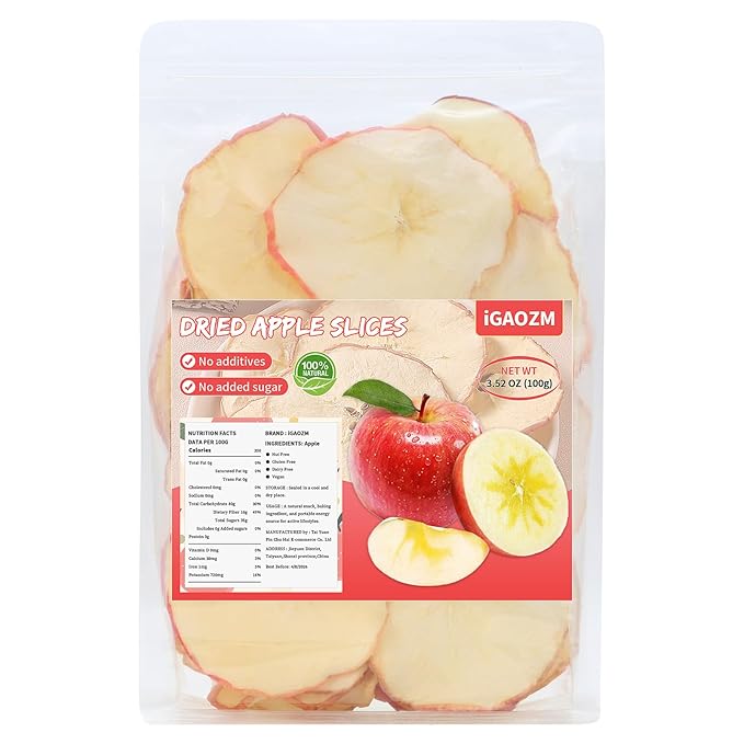 iGAOZM Dried Apple Slices,3.52oz/100g,No Sugar Added No Additives,Chewy & Soft, Dehydrated Apples for Cocktails Garnish,Healthy Snack,Crafts Potpourri,Bowl Fillers Decoration