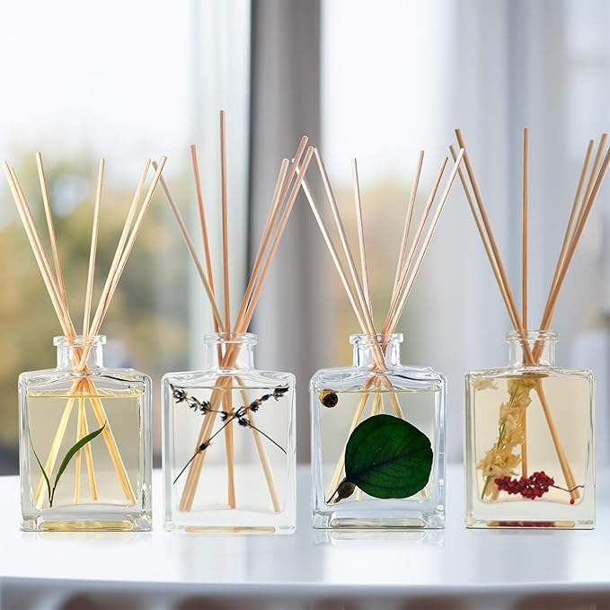 Urban Naturals Christmas Morning Reed Diffuser Set – Aromatic Rosemary, Eucalyptus, Balsam Spruce, Orange, Cedar & Amber – Sleek Rectangular Refillable Glass Bottle – Made in The USA