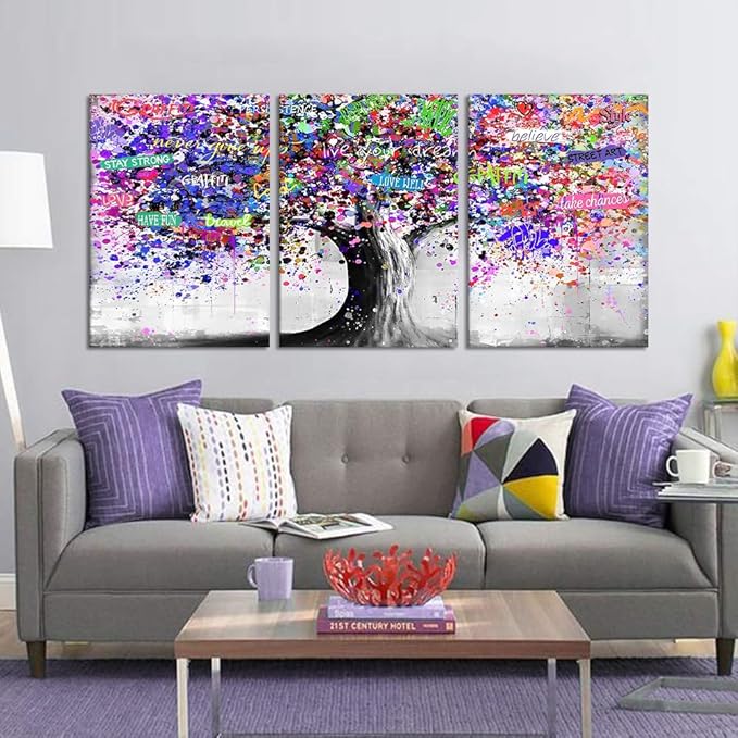Novatique Banksy Street Wall Art Colorful Street Graffiti Wall Decor for Bedroom Graffiti Canvas Wall Art Prints Modern Artist Aesthetics Canvas Painting Artwork Ready to Hang,20" x 28" x 3pcs