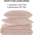 BEDELITE Fleece King Comforter Set -Super Soft & Warm Fluffy Pink Faux Fur Bedding, Luxury Fuzzy Heavy Bed Set for Winter with 2 Pillow Cases