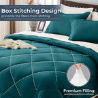 HEVUMYI Full Comforter Set - 7-Piece All Season Bed in a Bag Full, Ultra Soft Bedding Set with Comforter, Flat Sheet, Fitted Sheet, Pillowcases, Pillow Shams, Peacock Blue & Ivory