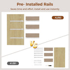 Mericonia 6 Drawer Double Dresser for Bedroom, Rattan Chest of Drawers, Modern Wooden Dresser Chest with Metal Frame for Bedroom, Living Room, Hallway and Entryway, White