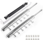 16.5" Valet Rod for Closet Pull Out With 6 Hooks Valet Rods for Closets (2Pack Silver) Closet Valet Rod Slide Out