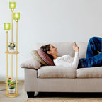 HMVPL MVPL Crystal Floor Lamp with Shelves,Floor Lamps for Living Room (Gold-Green Straight, Glass)
